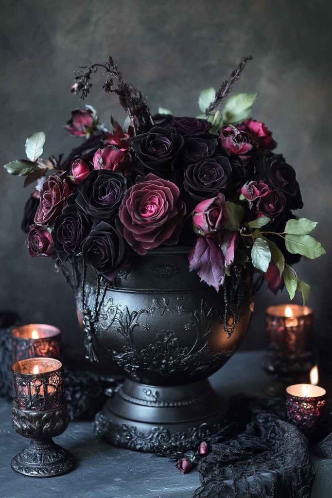 Gothic Romance with Black Roses