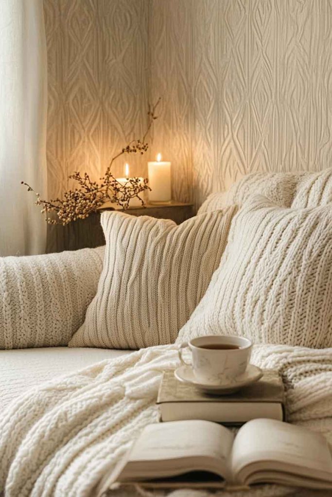 Cozy Cable Knit Pattern Wallpaper