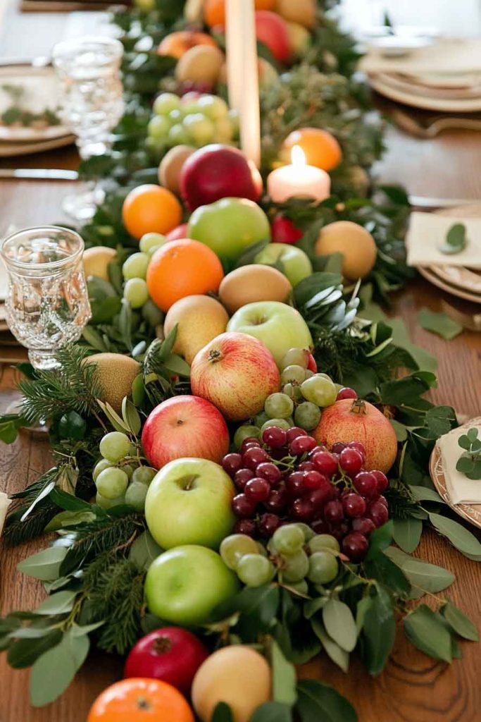 Abundant Fruit and Greenery Table