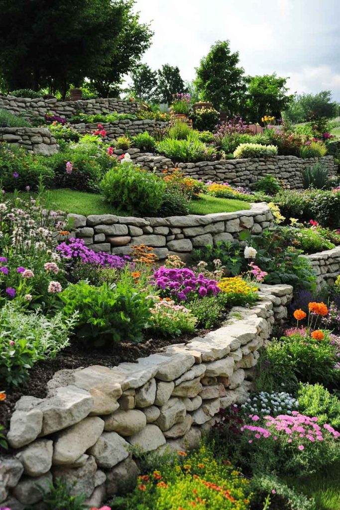 Sloped or Terraced Flower Beds