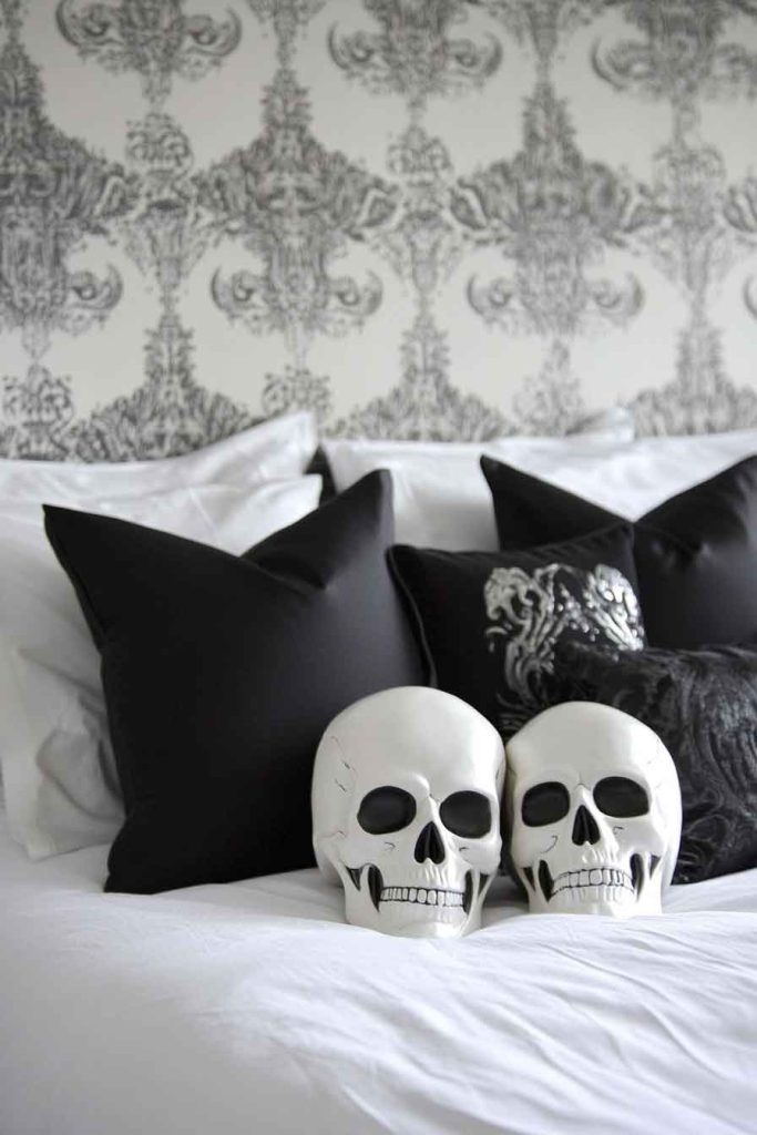 Elegant Skull-Themed Bedroom