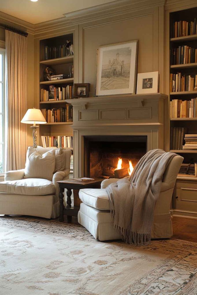 Cozy Den with Fireplace Focus