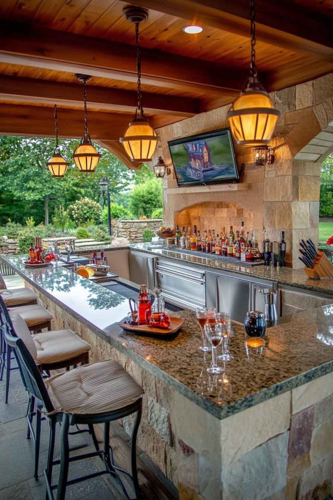 Outdoor Kitchen with Bar