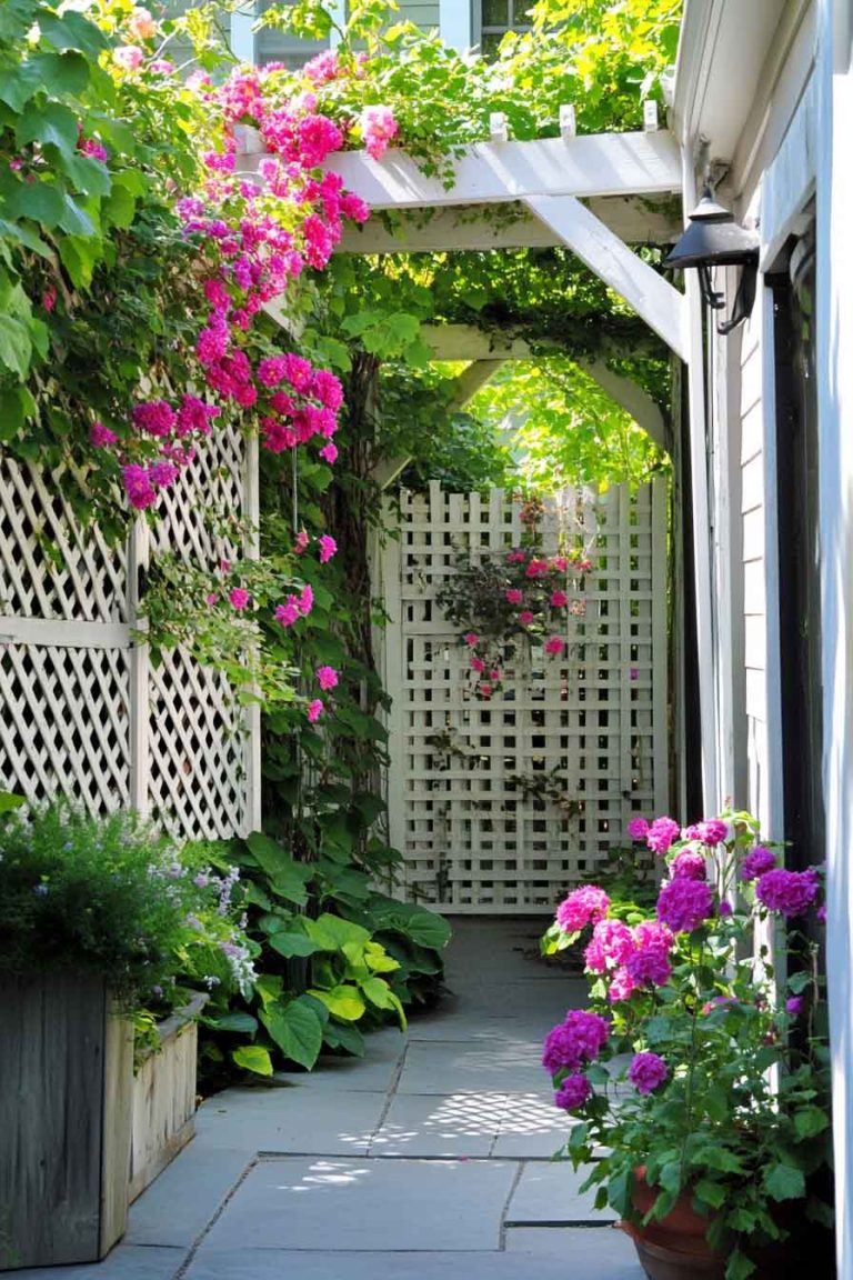 Hinged Trellis for Wall Access