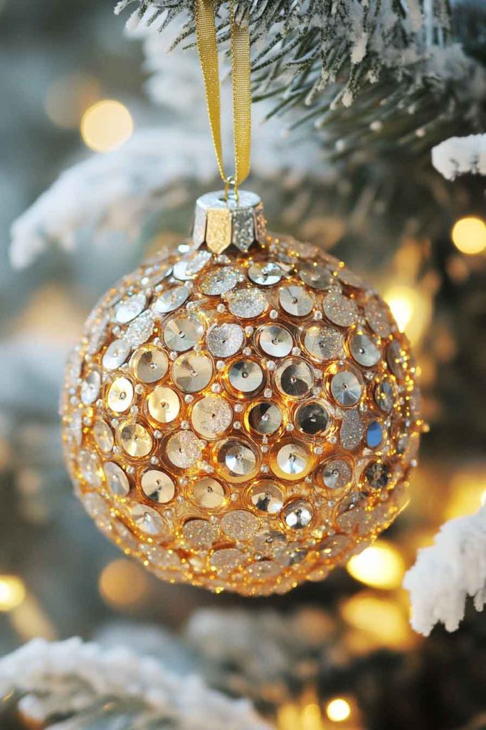 Sequin and Pin Styrofoam Ball Ornaments
