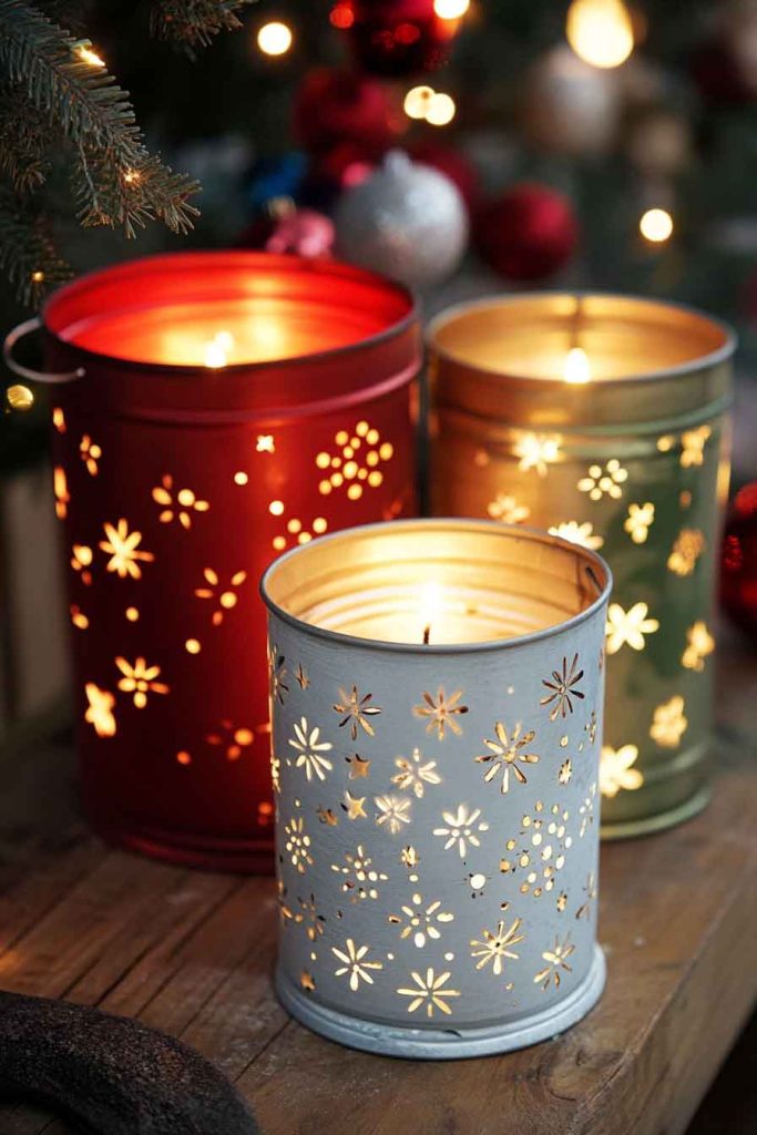 Tin Can Lanterns with Punched Patterns