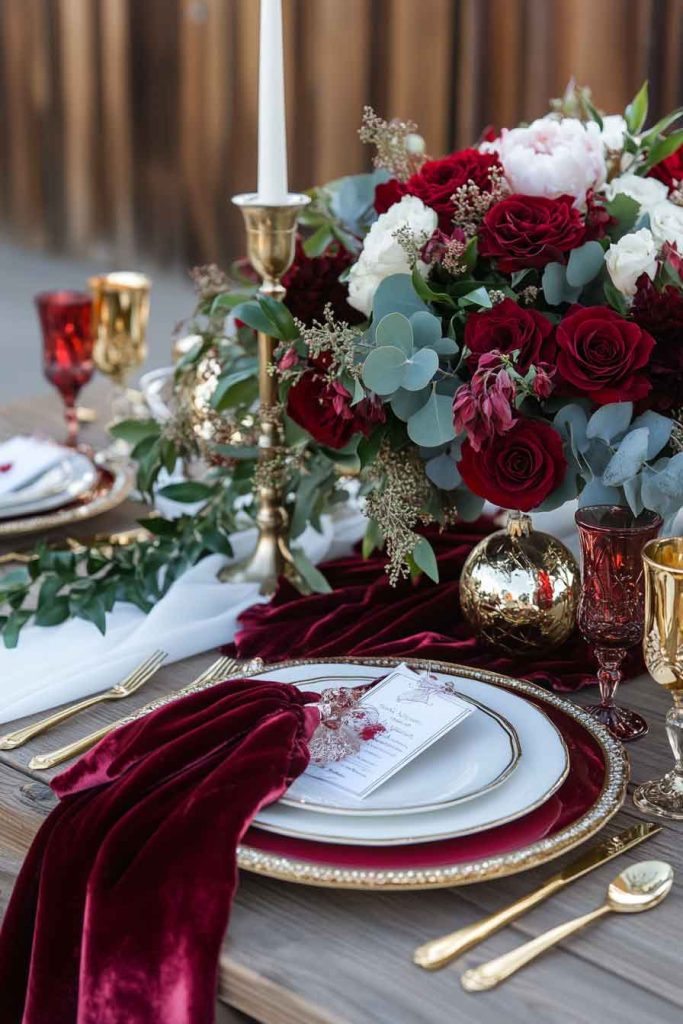 Burgundy Velvet Luxe Table