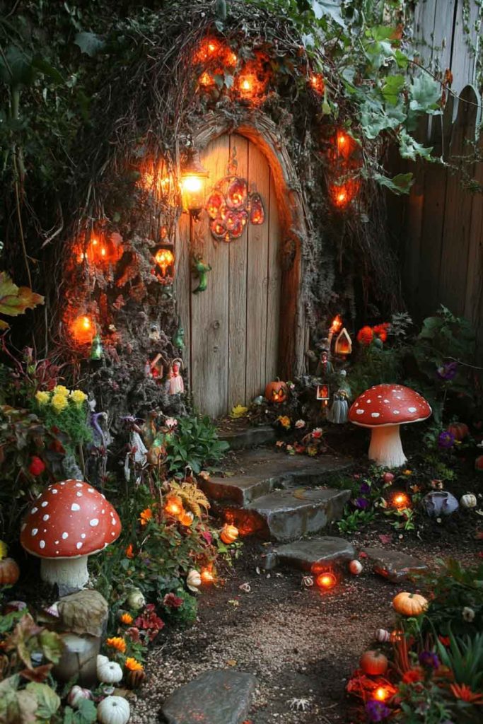 Enchanted Garden Entry with Fairies and Toadstools