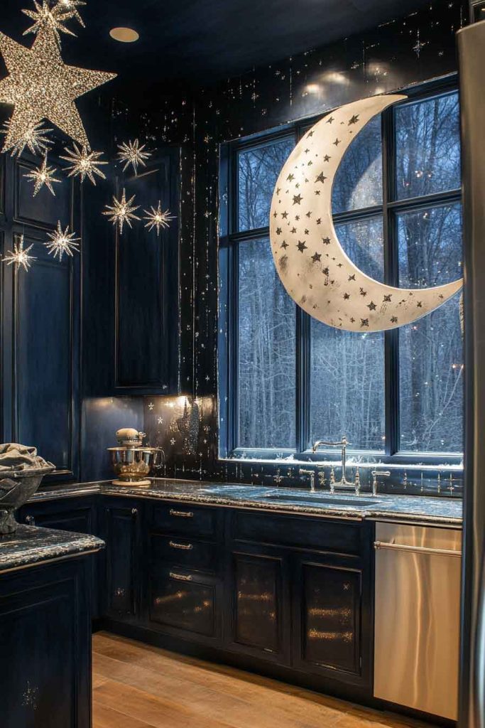 Moonlit Kitchen with Celestial Elements