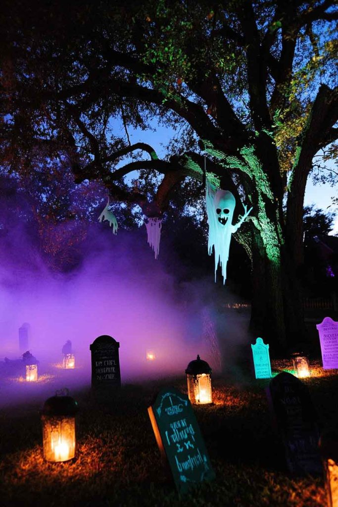  Spooky Graveyard Scene in Front Yard