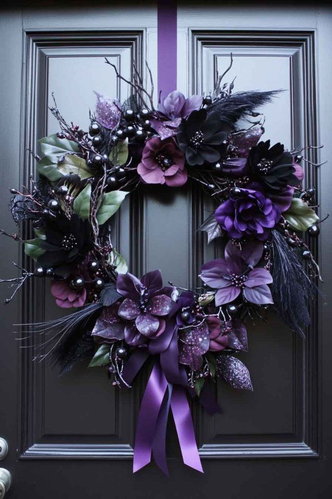 Elegant Purple and Black Wreath