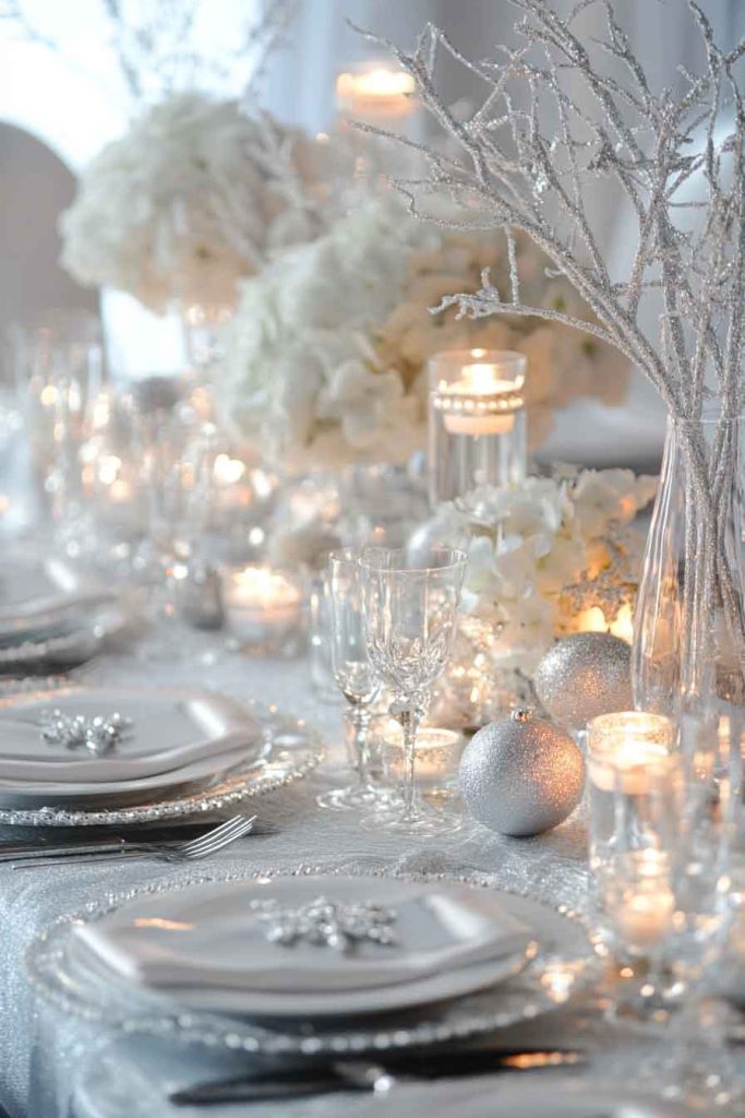 Winter Wonderland White and Silver Setting