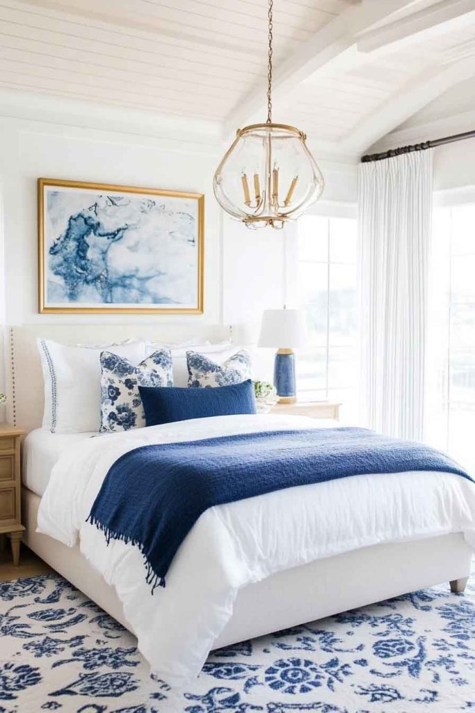 Navy Blue and White