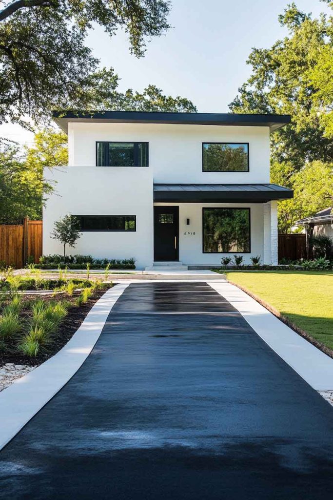 Sleek Black Asphalt with White Borders