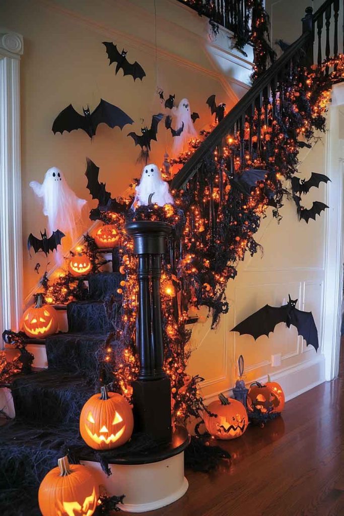 Grand Halloween Staircase Decoration