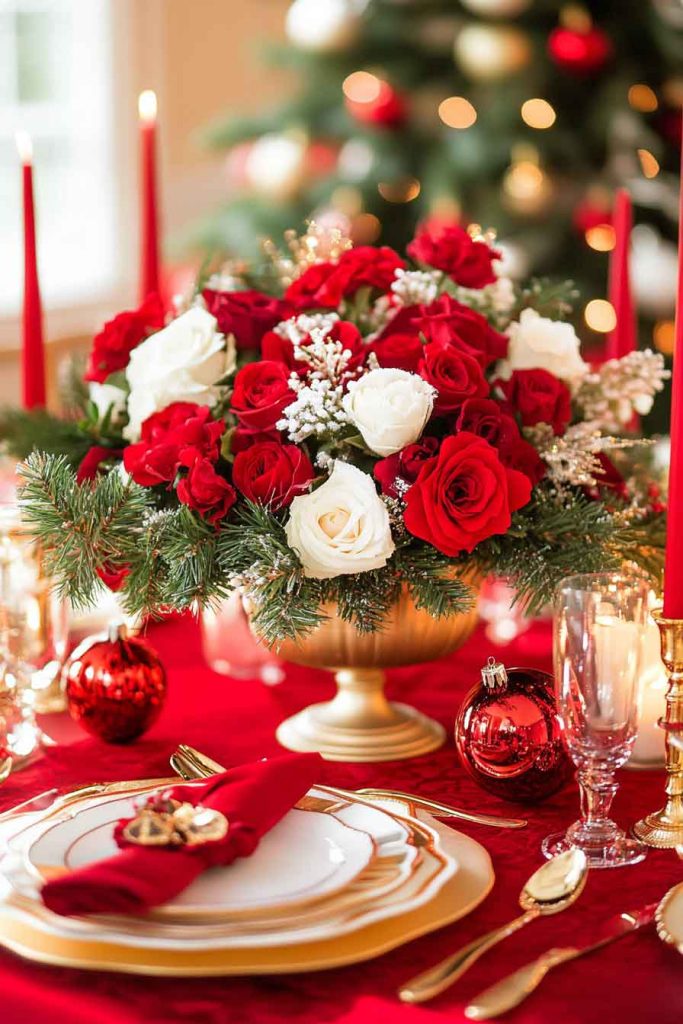 Traditional Christmas Red Table