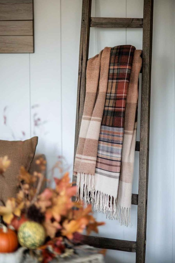 Incorporate Plaid Blanket Ladders