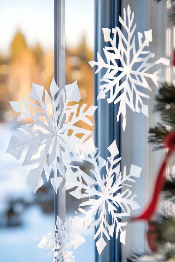 Paper Snowflake Window Decorations