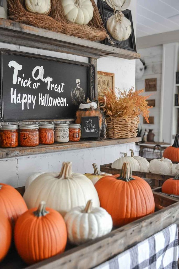 Farmhouse Halloween Kitchen with Rustic Charm