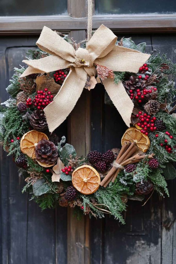  Cottage Core Wreath with Dried Flowers and Fruit