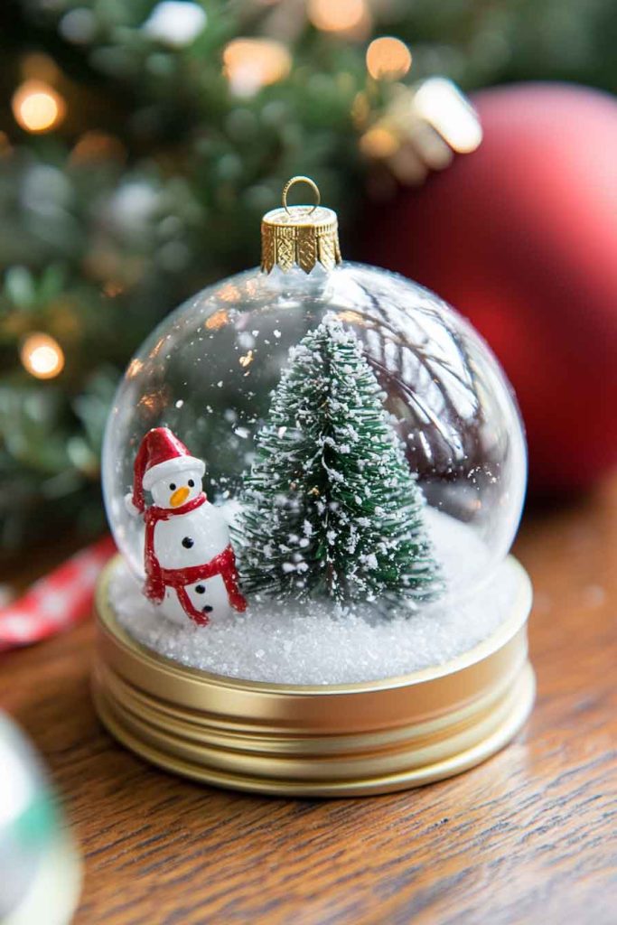Mason Jar Lid Snow Globe Ornaments