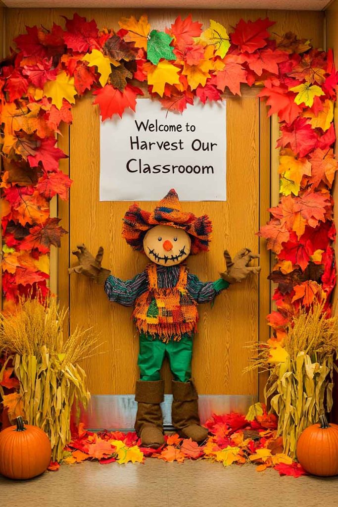 Harvest Festival Door Display with Autumn Colors