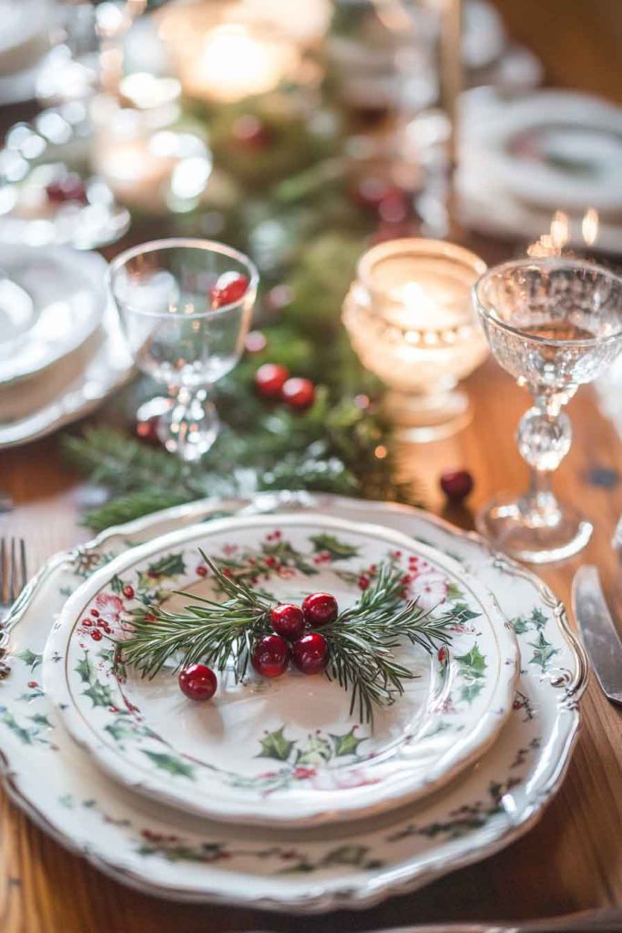 Dining Table Set with Vintage China