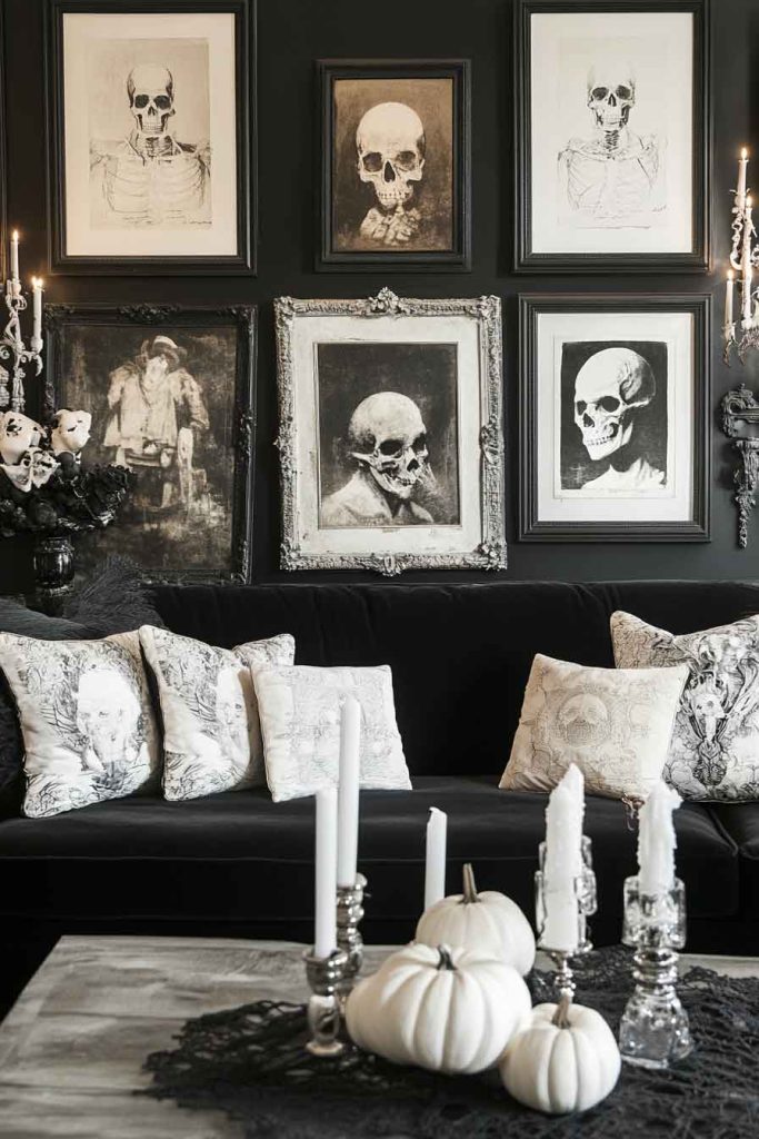 Elegant Black and White Halloween Parlor