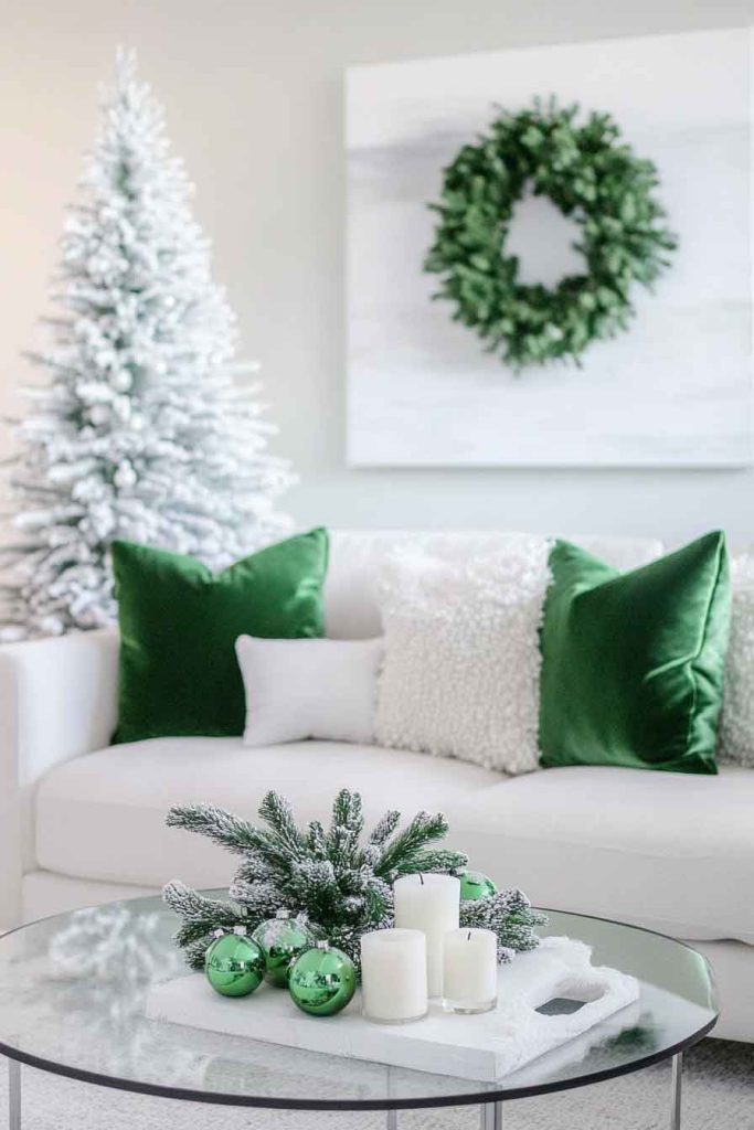 Modern Minimalist Living Room with Simple Green and White