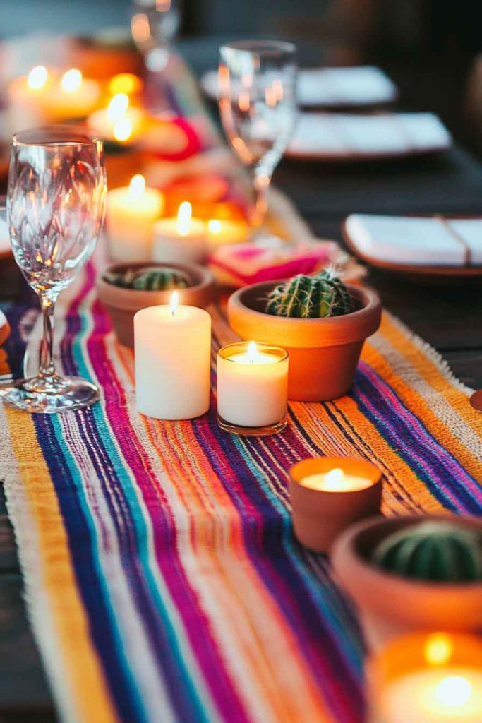 Serape Table Runner with Simple Accents