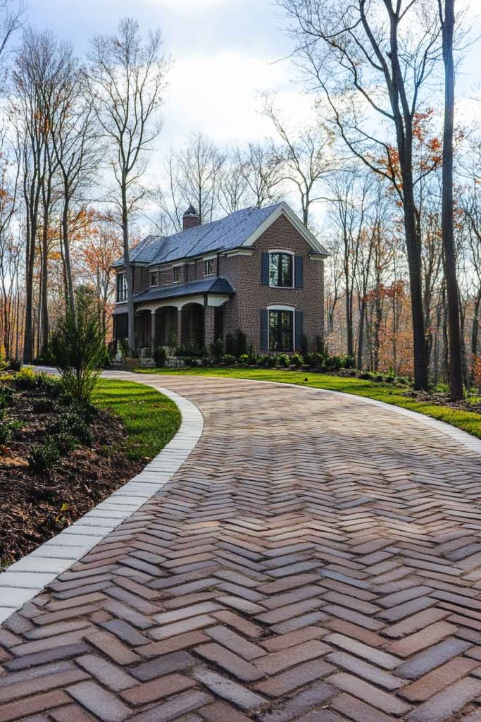 Brick Pavers in Herringbone Pattern