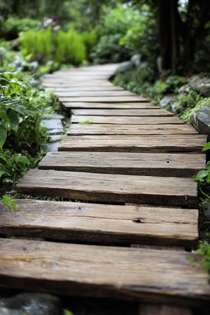 Wood Plank Walkway with Natural Finish