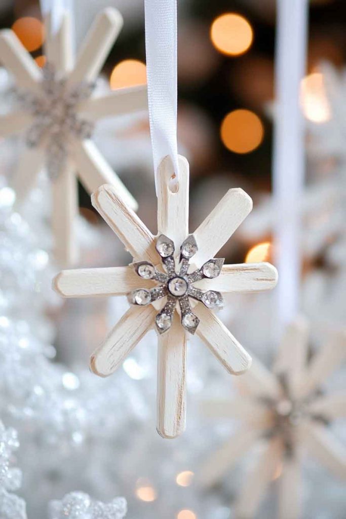 Popsicle Stick Snowflake Ornaments