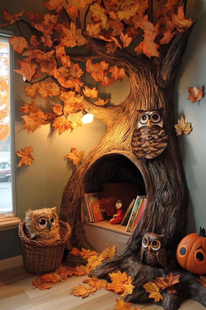 Spooky Tree House with Owl Decorations