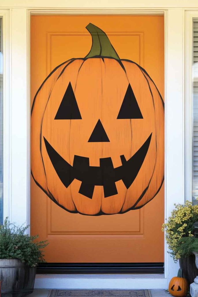 Painted Pumpkin Face Door
