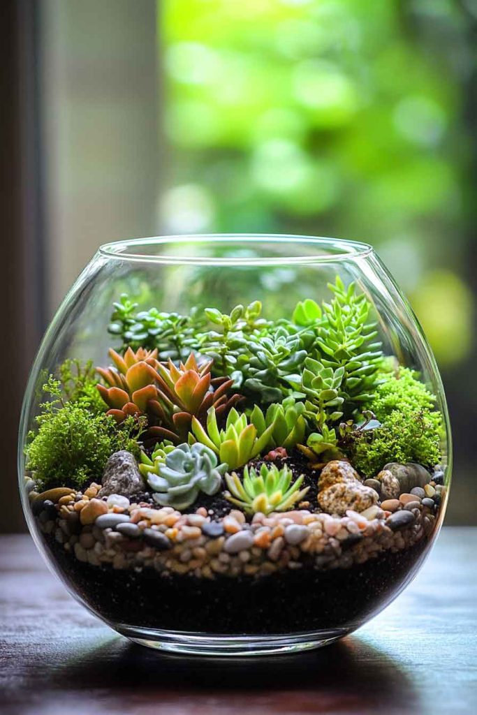 Terrarium Gardens in Glass Containers