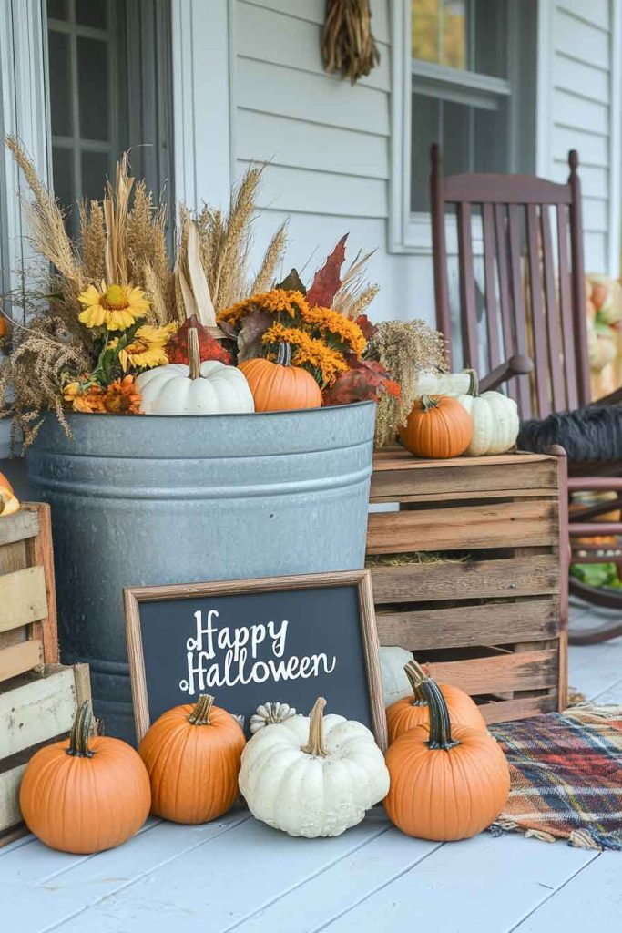 Rustic Farmhouse Halloween Porch