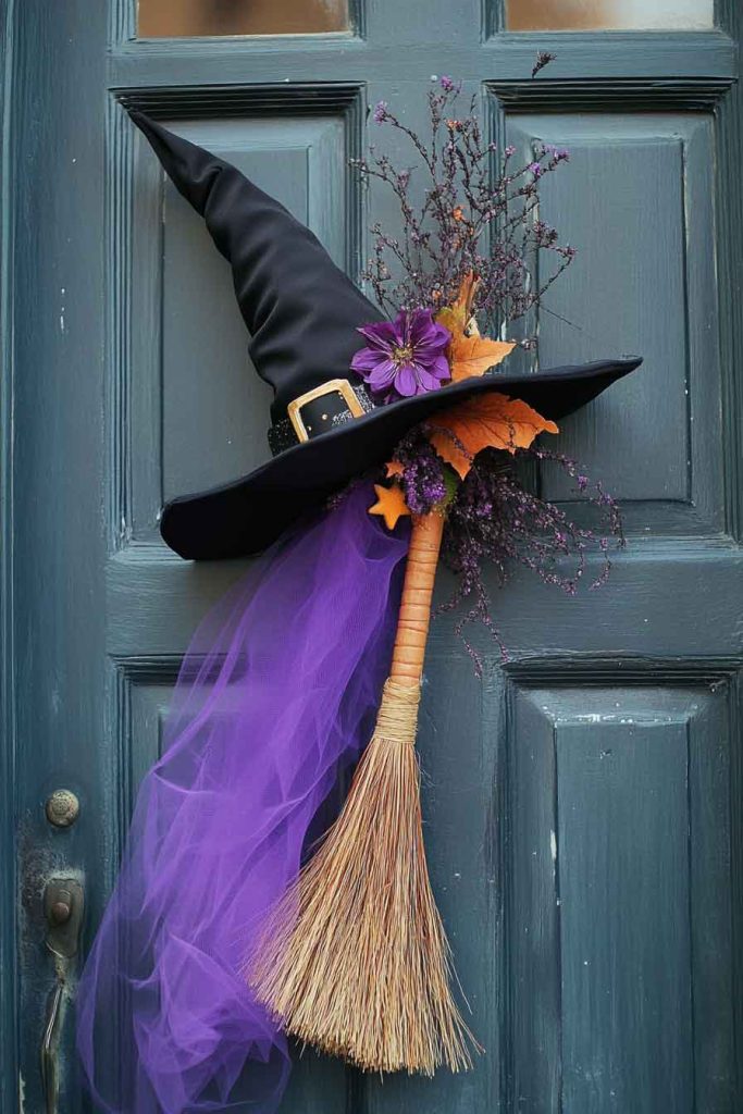 Witch Hat and Broom Display