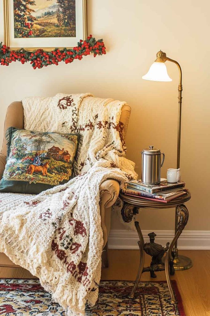 Reading Nook with Vintage Holiday Books