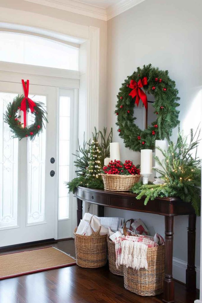 Entryway with Welcoming Holiday Greenery