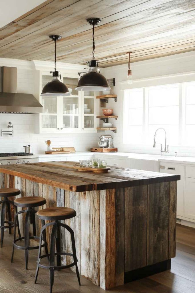 Rustic Reclaimed Wood Island