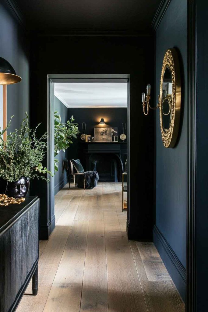 Try Dark Paint for a Bold and Dramatic Corridor