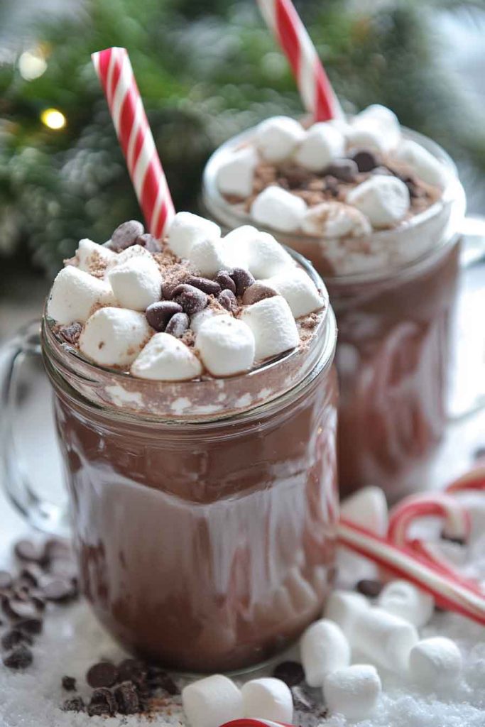 Homemade Hot Chocolate Mix in Decorated Jars