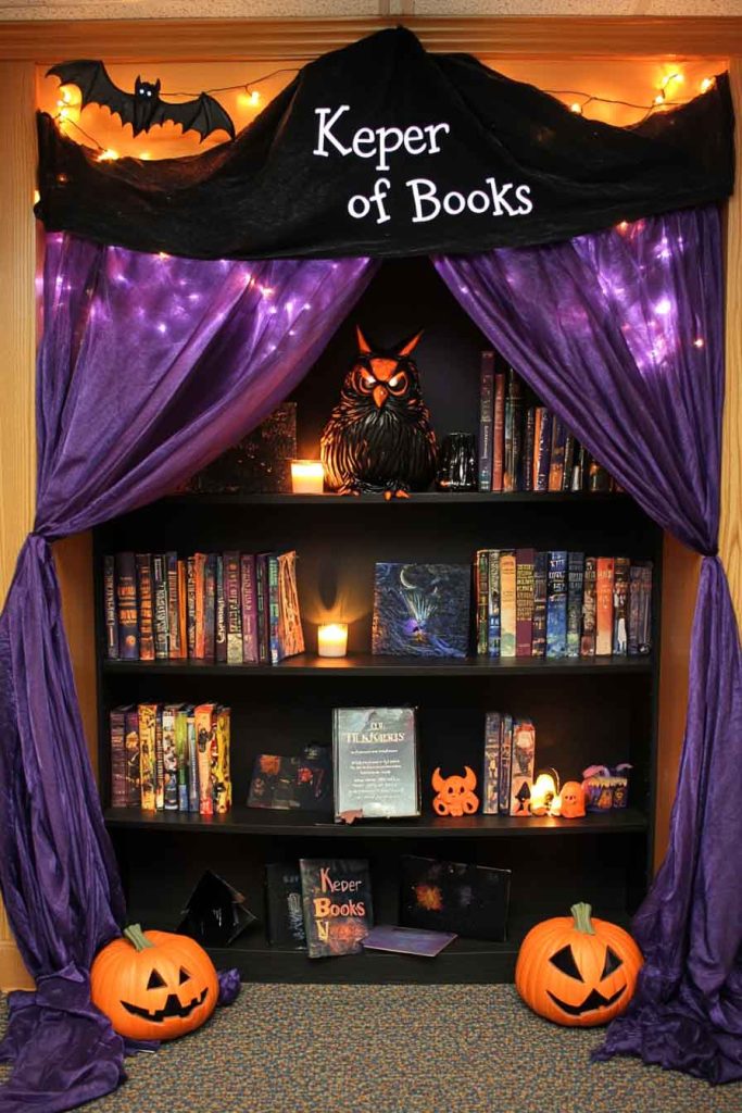 Haunted Library with Mysterious Book Display