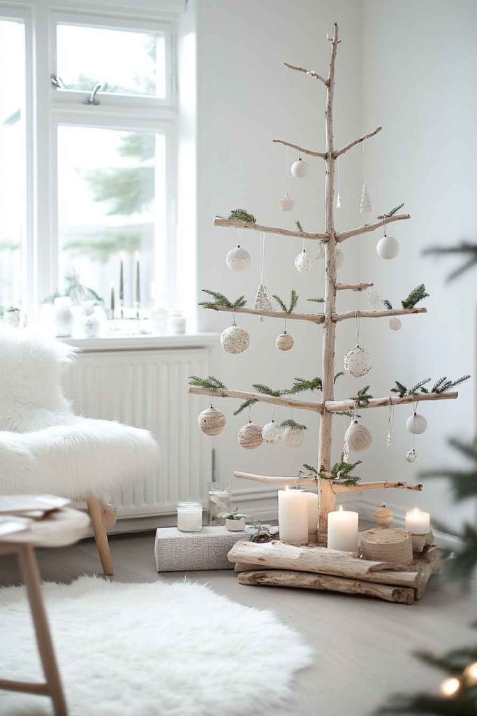 Scandinavian-Style Room with Natural Wood and White