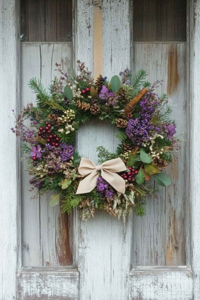 This simple wreath brings a beautiful cottage Christmas touch