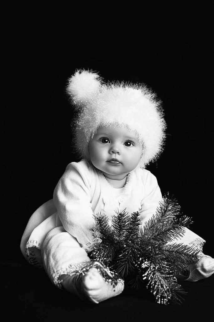 Chic Black and White Christmas Portrait