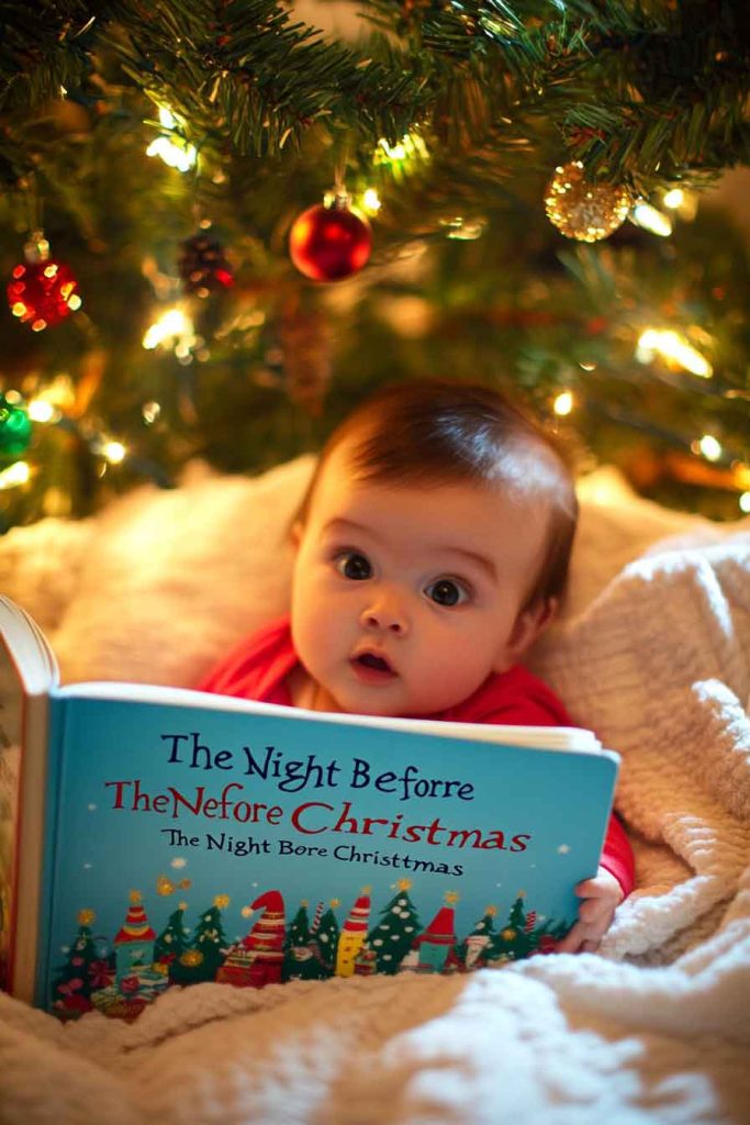 Baby Reading "The Night Before Christmas"