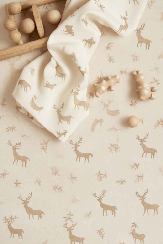 Beige with Tiny Reindeer