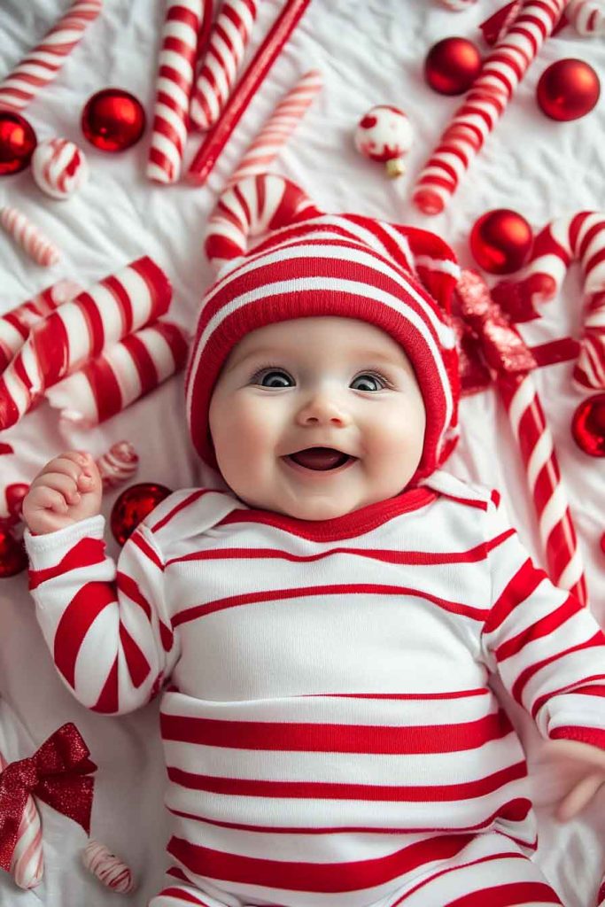Candy Cane Themed Red and White Stripes